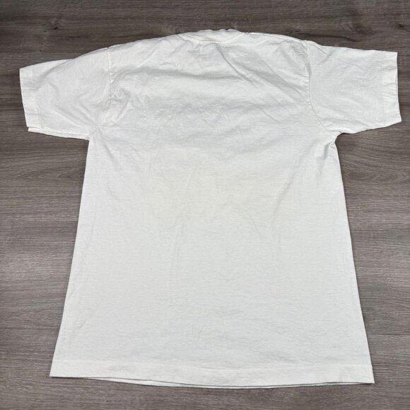 American Flag ‘God Bless Our Troops’ Patriotic White T-Shirt Large Single Stitch - Picture 13 of 16